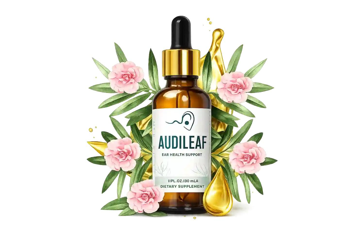 AudiLeaf liquid dropper bottle, 1 fl oz ear health support supplement